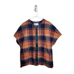 Anthropologie Andersen & Lauth Erica Attached Short Sleeve Zip Up Poncho